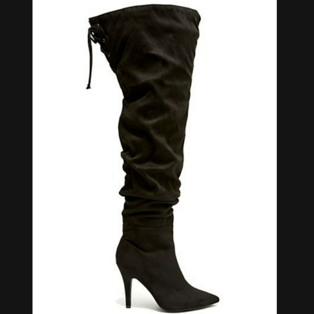 New!!! Wide Width Black Thigh High Boots FTF